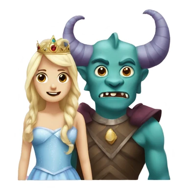 a princess and a monster with horn sticker