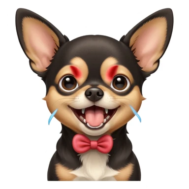 A high-resolution digital illustration of a cute black and tan chihuahua yawning. portrait in a clean, semi-realistic style sticker