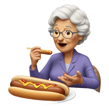 grandma eating a hot dog sticker