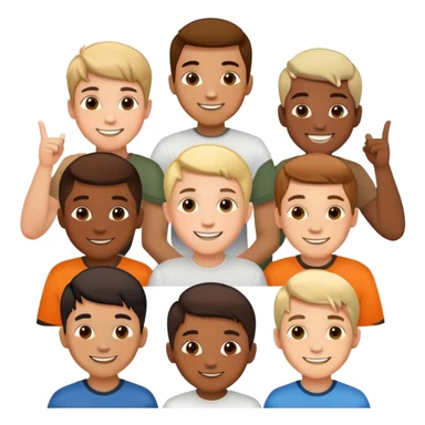 7 boys standing together as a group sticker