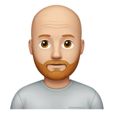 bald white male in his 40s with ginger and grey beard, wearing a plain shirt, emoji style sticker