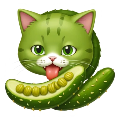 cat eating a pickle sticker