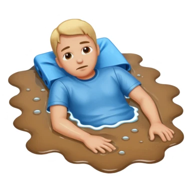 apple style emoji of a man lying face down in a puddle sticker