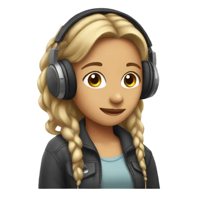Girl listening a music on headphones  sticker
