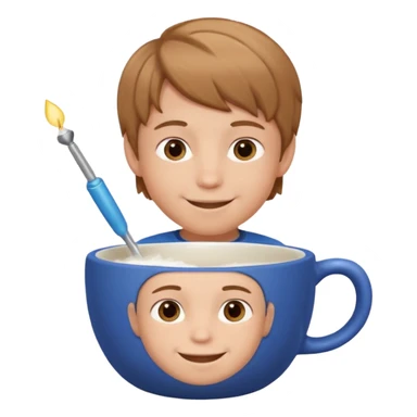 boy sitting inside of a cup sticker