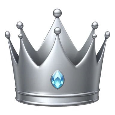 A luxury silver crown emoji, chrome metallic finish, smooth rounded edges, subtle sparkle, polished reflective surface, cute proportions, iOS emoji style, centered on a clean white background, soft studio lighting, no outlines sticker