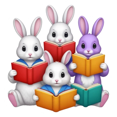 rabbits reading books sticker