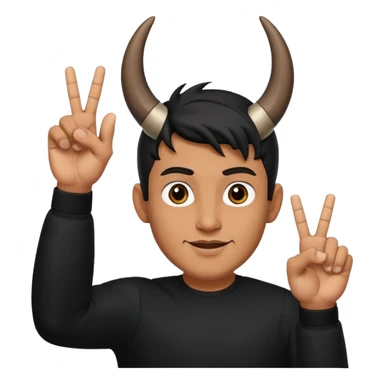 Un uomo vestito in nero che fa il gesto delle corna  sticker