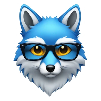 Blue fox with serious face in dark glasses sticker