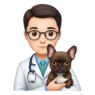 doctor with dark brown french bulldog sticker