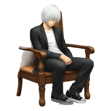 L Lawliet death note squat on chair sticker