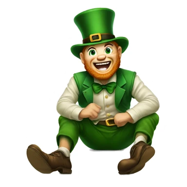 Leprechaun laughing slapping his knee sticker