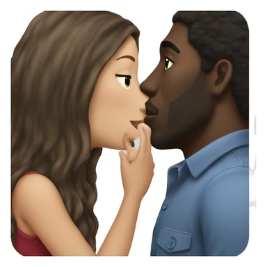 Brunette long hair kissing a black man  sticker