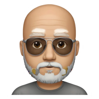 Bald male, black sunglasses, gray goatee beard, realistic portrait sticker
