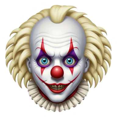 Extremely detailed image of a creepy and terrifying clown, each lash, eye, and hair is shown in stunning detail as though captured in a timeless photograph, rich textures, visually rich, so lifelike that it feels like it could leap off the page at any moment sticker