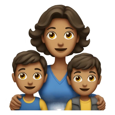 Brunette mom with two sons sticker
