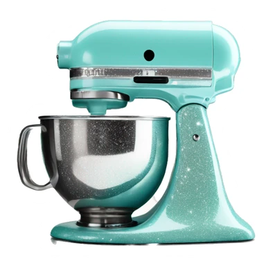 Realistic silver and pastel tiffany blue kitchenaid mixer with white shiny sparkly glitter and diamonds on it. sticker