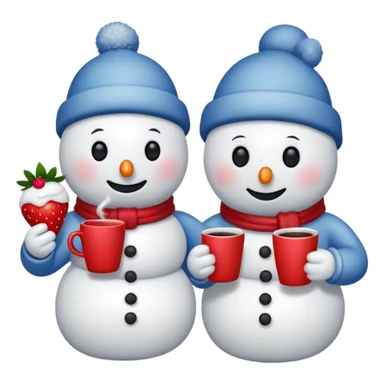 snowmen holding strawberry and coffe sticker