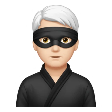 A guy with standing white hair and a black blindfold without eyeholes sticker