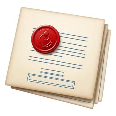Document icon with official stamp or seal, symbolizing business registration and authorization sticker