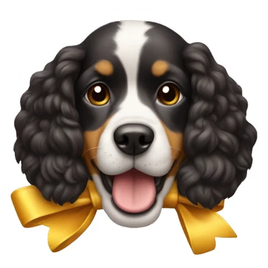 Dog with a bow on its ear  sticker