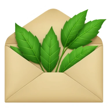an envelope green with leaves inside sticker