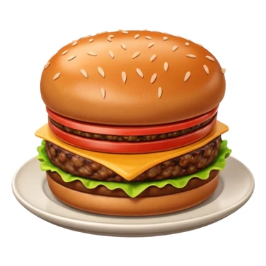 A 3D cartoon portion of minced meat shaped like a burger patty on a plate, soft lighting, Memoji-style. sticker