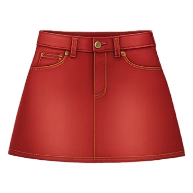 Realistic A-line high waisted red denim mini skirt, isolated sticker
