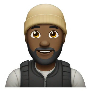 Black bald man with a beard and beanie sticker