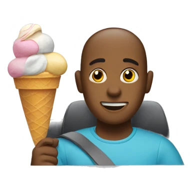 A person in a car with a ice cream sticker