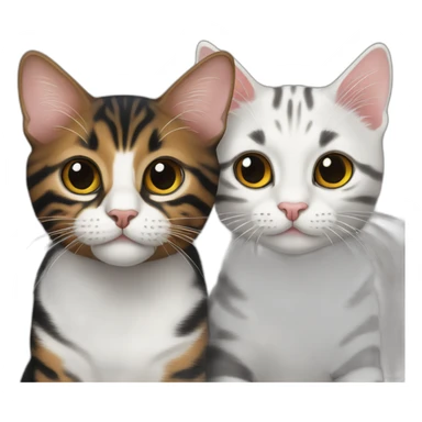 two-cats-bengal-and-cat-black-kitten-together sticker