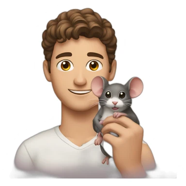 Zach Hadel holding a rat sticker