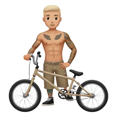 shirtless white man with tattoos on bmx bike sticker