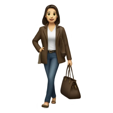 brunette caucasian woman dressed nice walking with a purse sticker