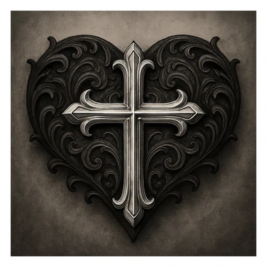 gothic heart with a silver cross sticker