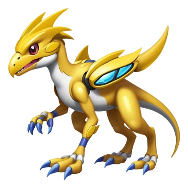 Shiny Futuristic Fakemon-Pokemon-Digimon-Spectrobes-Raptor-fusion, full body sticker