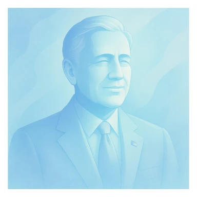 president figure in a light blue color palette, dreamy and modern, gentle gradients, elegant and clean, subtle highlights sticker