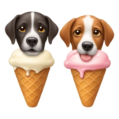 Two dogs eating an ice cream cone sticker