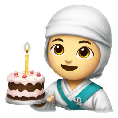 baby ninja with birthday cake  sticker