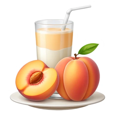 There is a lot of milk on the cut peaches. sticker