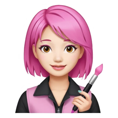 asian influencer pink hair selfie sticker