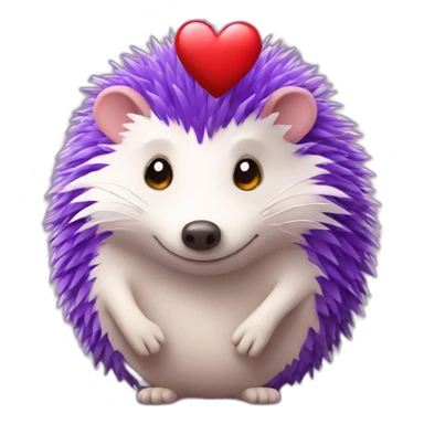 purple hedgehog with heart  sticker