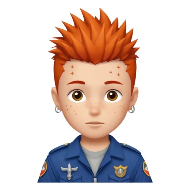 tattoed scout kid, spiky haired with scout uniform sticker