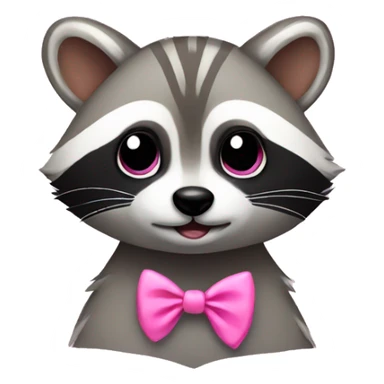 Raccoon with a pink bow sticker
