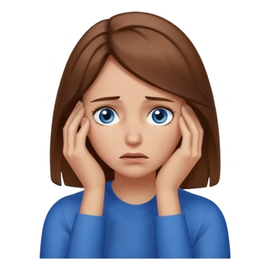 Facepalm woman upset looking down brown hair blue eyes  sticker