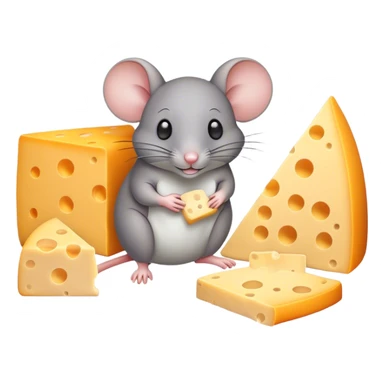 Gray mouse surrounded by cheese sticker