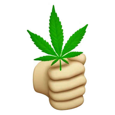 Thumbs up but green and with texture of marijuana leaf  sticker