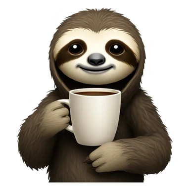 Cute sleepy Sloth in black turtleneck with coffee mug simple clean ios sticker