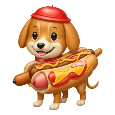 A dog in a hotdog sticker