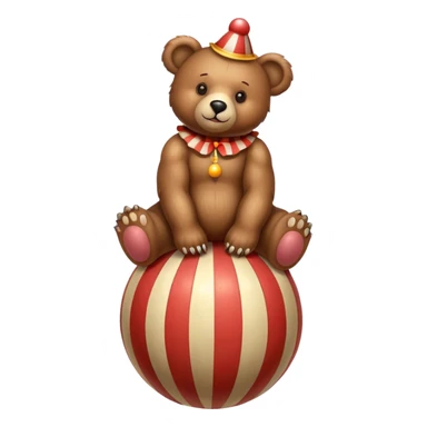 Vintage circus bear standing on striped ball sticker